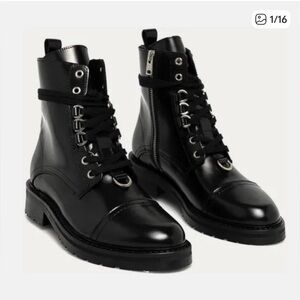 All Saints Lira Leather Combat Moto Biker Boots Size 36